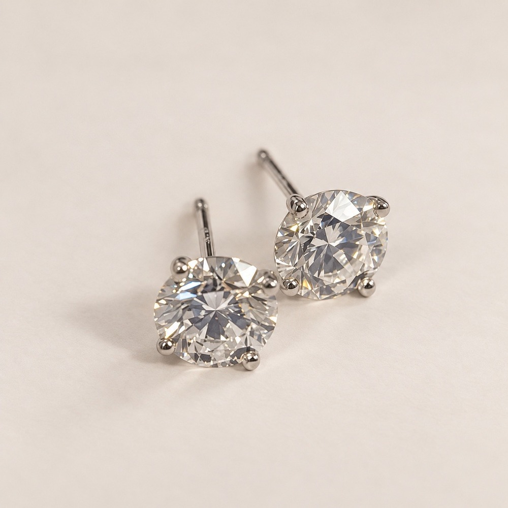 IGI 2.08 CTW Lab Grown Diamond Stud Earrings D VS1 14K White‎ Gold